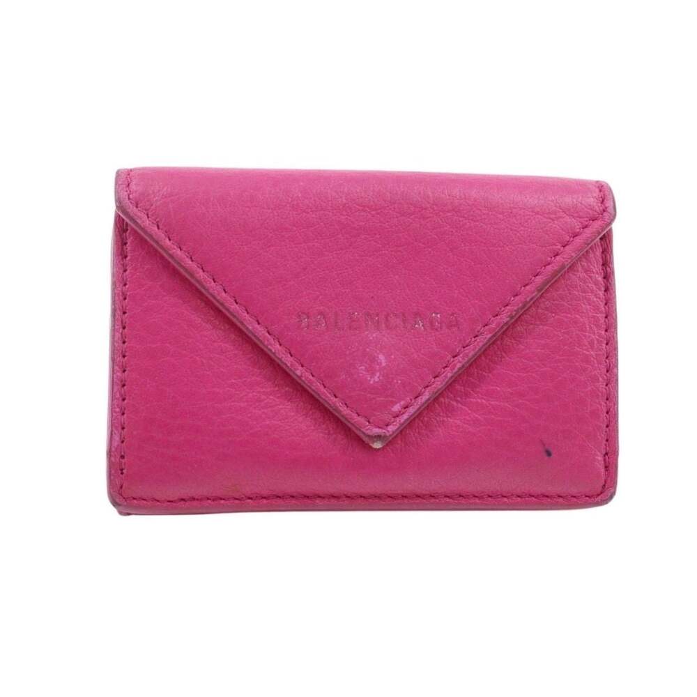 Balenciaga Pink Leather Papier Mini Tri-Fold Wallet 391446